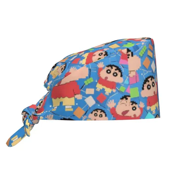 Mũ Y Tế Crayon Shin-chans Làm Việc Chà Mũ Dành Cho Nam Nữ Thoải Mái Y Tá Nón Y2K Băng Thời Trang Thắt Lưng Mũ Làm Việc