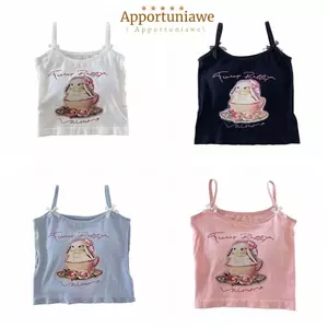 IAPPORTUNIA Tank Top, Áo không tay gợi cảm nhẹ nhàng, Áo Vest nữ in hình nhân quả dễ thương