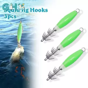 GHX 3 Mồi Mực Dạ Quang Bạch Tuộc Gỗ Tôm Mồi Phát Sáng Mồi Câu Cá Nước Mặn Mồi Mực Jig Móc VN
