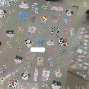 Phong Cách Hàn Quốc Mềm Mại Dễ Thương Graffiti Cún Con Nơ Làm Móng Tay Miếng Dán ins Vẽ Tay Dễ Thương Cún Con Sổ Tay Miếng Dán Vỏ Ánh Sáng 26.6.12