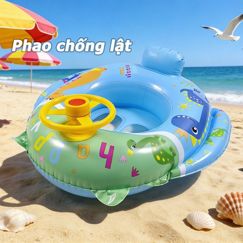 phao bơi trẻ hình khủng long nàng tiên cá pvc dày chống rách đi biển hồ bơi tập bơi an toàn