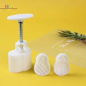 Khuôn Bánh Ngọt Hình Thông Trái Cây HL, Bao Gồm 1 Khuôn Và 2 Tem, DIY Hand Press Moon Cake Stamps, Mung Bean Cake, Cookie Mold LMWU
