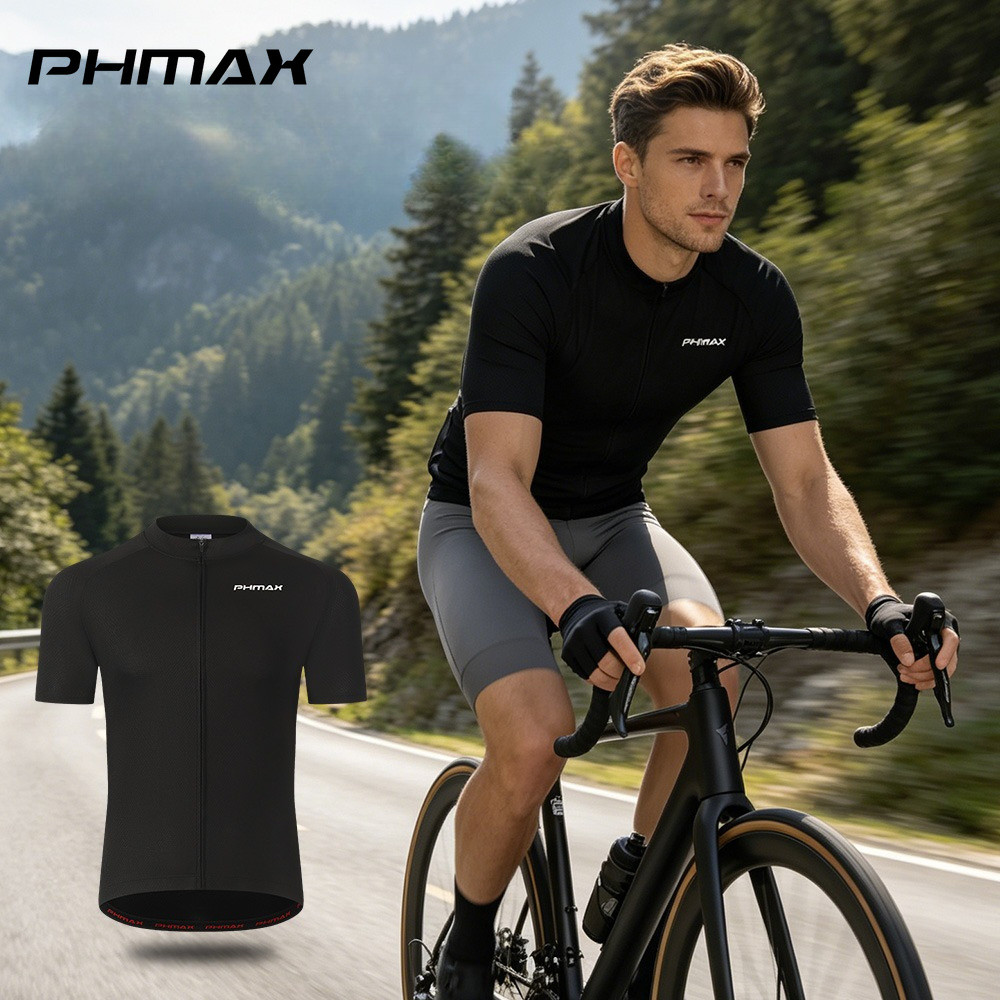 PHMAX Nam Đi Xe Đạp Jersey Nhanh Khô Độ Ẩm Xẻ UV Chống Nắng Xe Đạp Jersey Phản Quang Chống Trượt Hem MTB Đường Xe Đạp Áo Sơ Mi