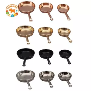 CANAMEK 1 Bộ 1: 12 Nhà Búp Bê Thu Nhỏ Chảo Chiên Nồi Kim Loại Mô Hình Nhà Bếp Trang Trí Đồ Chơi Nhà Búp Bê Phụ Kiện CSF