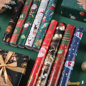 Túi Quà Tặng CHEESELY, 5 Chiếc Túi Giấy Kraft Giáng Sinh 50x74cm, Thời Trang Thủ Công Người Tuyết / Ông Già Noel Đầy Màu Sắc Gói Quà Tiệc Bảo Quản