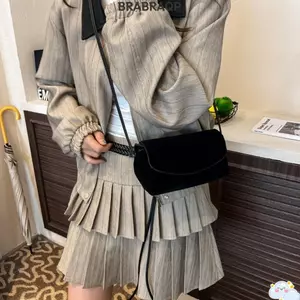 Túi đeo vai BRABRAA chất liệu PU, túi chéo nhỏ thời trang nhiều ngăn màu trơn cho nữ