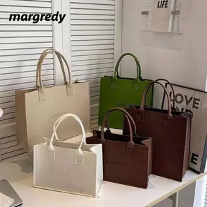 MARGREDY 1 Túi Messenger, Túi đeo vai nỉ dung tích lớn màu trơn, Túi xách đeo chéo đơn giản du lịch S / M / L dành cho nữ