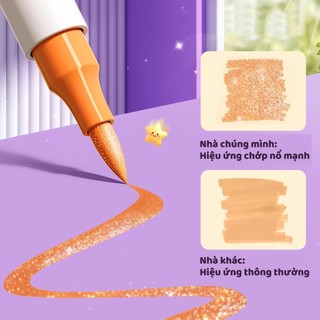 Màu acrylic marker 24/36/48 màu ngòi brush chất lượng lấp lánh cho học sinh tập vẽ tranh sáng tạo