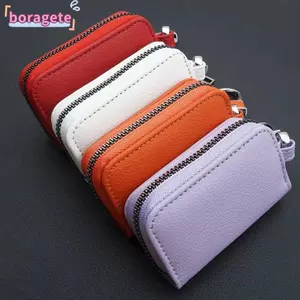 Chìa khóa BORAGETE, túi đựng móc khóa treo thắt lưng, thiết kế nhỏ gọn bằng da PU đa năng, bao bảo vệ chìa khóa xe hơi