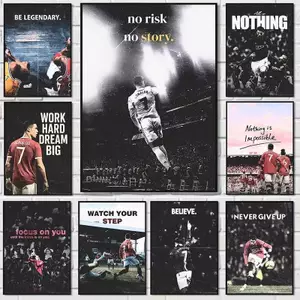 Trích dẫn truyền cảm hứng từ cầu thủ bóng đá và bóng rổ Poster Không khung Tranh Canvas Trang trí tường