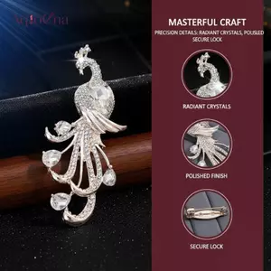 AqToCna Sang Trọng Peaco Trâm Cài Cho Nữ Kim Cương Giả Động Vật Pin Trâm Cài Cho Đầm Phù Hợp Với Khăn Jaet Trang Phục Thời Trang Trang Trang Trí Phụ Kiện AqToCna