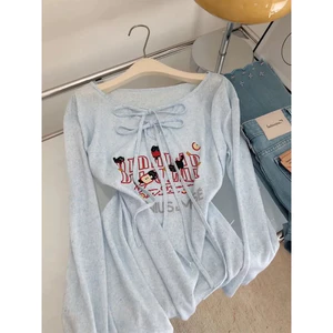 Milyfashion Xanh Cổ Chữ V Phối Ren In Hình Dài Tay Mỏng Chống Nắng Mùa Hè Phong Cách Mới Rời Top 12XH