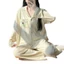 Bộ Đồ Ngủ Ngoại Thương Trực Tiếp Cho Nữ Thu Đông Áo Cardigan Cổ Bẻ Nhung Đức Dài Tay Bộ Đồ Mặc Nhà Ngọt Ngào Rộng Rãi
