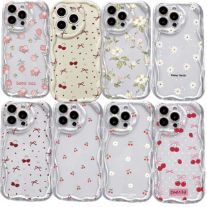 Ốp Lưng Cho Huawei Honor 600 400 Pro 200 90 Lite X5C X8D X6D Ốp Lưng Hoa Hoạt Hình Nơ Đỏ Anh Đào TPU Chống Sốc Hoa Văn Silicon Mềm Trong Suốt 3D Sóng Cong Cạnh