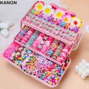 KANGN 546 Chiếc Dây Buộc Tóc Bé Gái, Bộ Phụ Kiện Tóc Không Tổn Thương Nhiều Màu Sắc, Nơ Kẹp Tóc Đàn Hồi Cao Bộ Quà Tặng Công Chúa