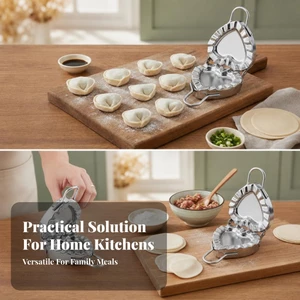 Pierogi Maker Đánh Bóng Kim Loại Tay Cầm Đôi Dụng Cụ Nhà Bếp Bánh Bao Niêm Phong Khuôn