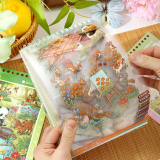 ENWEI 37 Cái [Blooming Meadow Art Series] Nhãn dán phong cảnh Mục vụ Nông nghiệp Hoa anh đào Cây hoa hình hoa anh đào Trang trí tạp chí