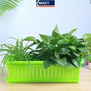 MAKY 1 Bộ Chậu trồng rau bằng nhựa Chậu hoa hình chữ nhật cho ban công Làm vườn trong nhà Chậu cây thoáng khí Dụng cụ làm vườn VN