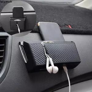 LACYESUK Bộ sắp xếp nội thất ô tô, Thiết kế đa ngăn đựng khoảng cách ghế ô tô họa tiết sợi Carbon, Kích thước nhỏ gọn Chất liệu bền chắc Thiết kế dính Hộp sắp xếp khoảng cách ghế