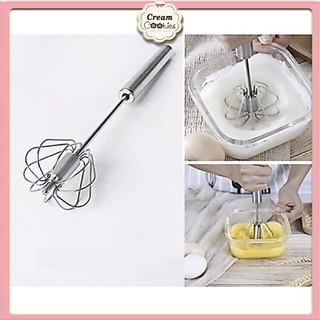 Cây Đánh Trứng Inox Có Lò Xo Tự Xoay