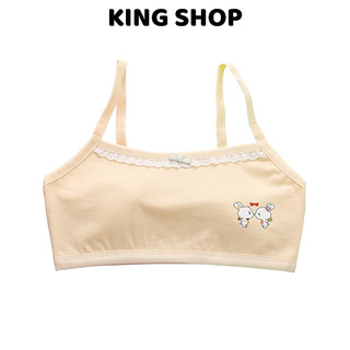 Áo Lá Cotton Cho Bé Gái 2 Dây Mảnh Họa Tiết Thỏ Phối Ren Mềm Xinh Xắn, Áo Lót Chống Hằn Cộm Thoáng Khí King Shop B-538