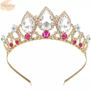 NKSFX Tiaras Cho Bé Gái Cưới Handmade Mũ Kim Cương Giả Tiara Bling Bling