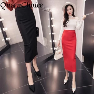 Phụ Nữ Váy Bút Chì Nữ Cao Cấp Bodycon Váy Maxi OL Văn Phòng Co Giãn Chia Váy Làm Việc