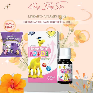 LineaBon K2+D3 - Vitamin D3, K2 hỗ trợ hấp thu canxi cho bé chai 15ml + quà