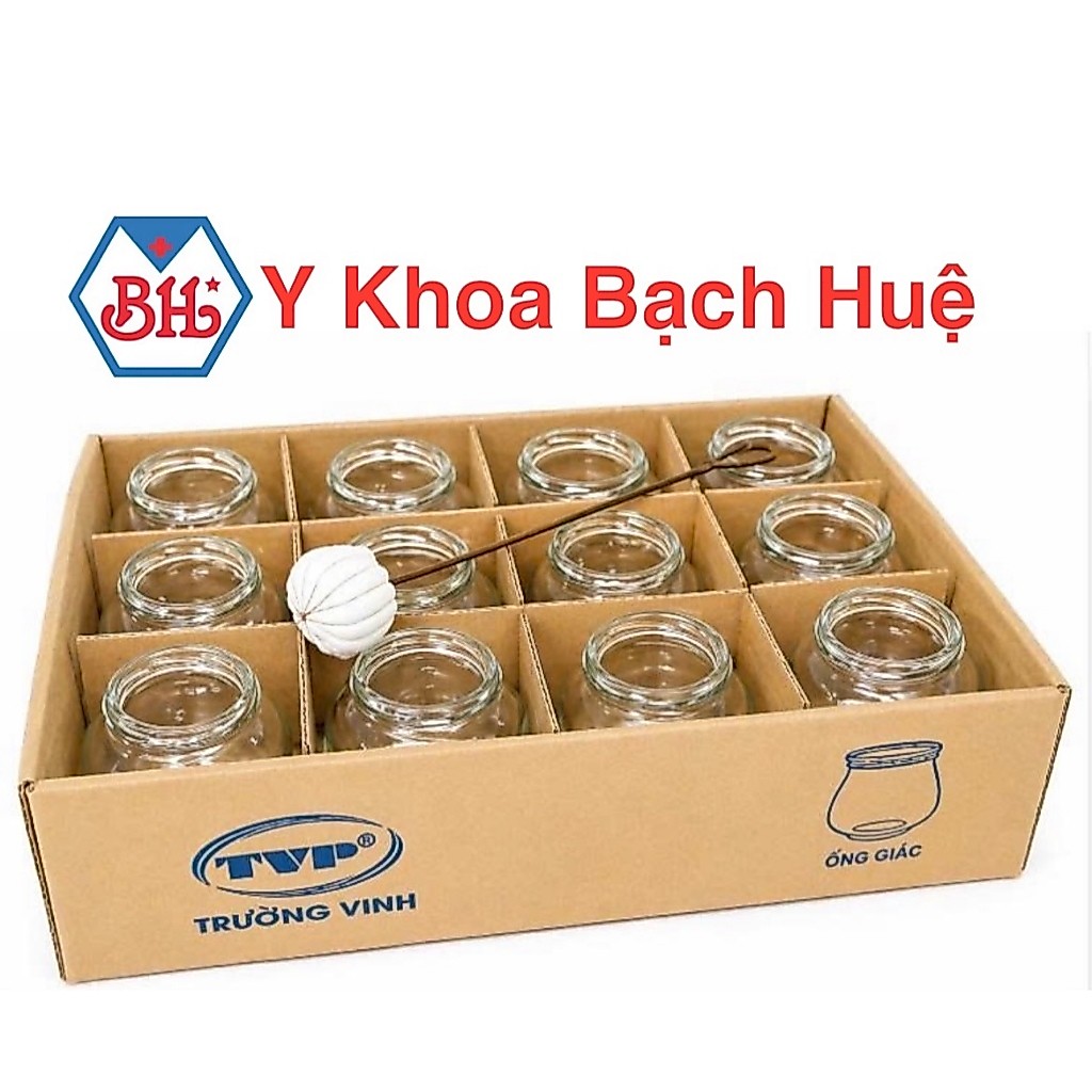 Bộ giác hơi thủy tinh 12 ống TVP hộp giấy. Dụng cụ giác hơi dùng lửa thuỷ tinh
