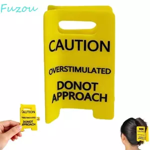 FUJIOU Dấu hiệu cảnh báo Kẹp tóc, Kẹp móng vuốt tóc kích thích quá mức S / L màu vàng rực rỡ, Phụ kiện tóc Thiết lập ranh giới Tay cầm chắc chắn Cảnh báo mới lạ Giá đỡ đuôi ngựa Tóc dày