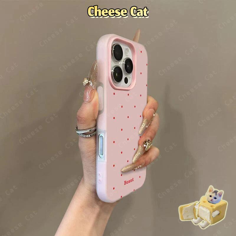 ins Ốp lưng iPhone toàn màn hình chấm đỏ cho iPhone 14 16 17 15 Plus 11 12 13 Pro Max XR Xs Max 7 8 Plus