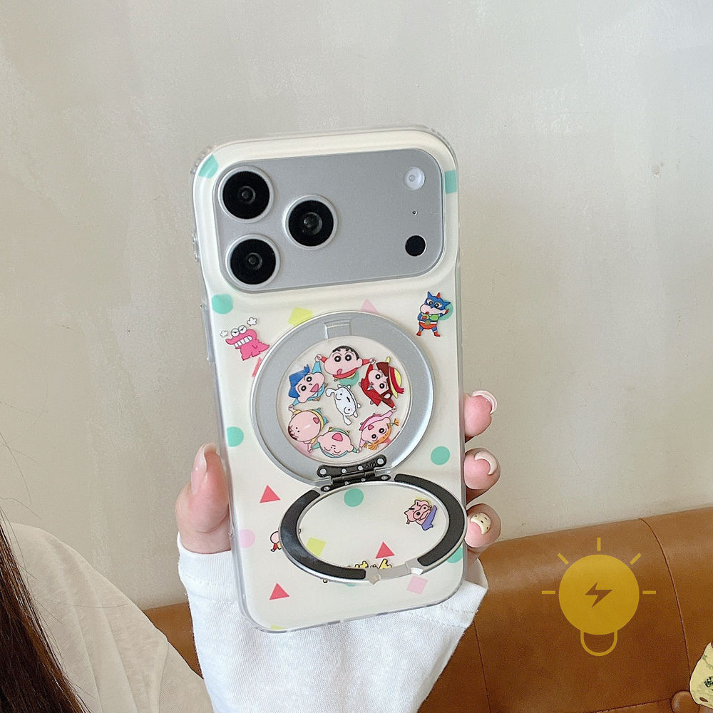 Phone Case For iPhone 17 Pro Max 16 15 with Griptok TPU Crayon Xiao Xin Rotate with Griptok Aesthetic Korean Cute