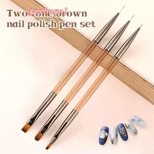 3 Bàn chải làm móng tay Công dụng kép Gel Gradient Brush Bút vẽ đường siêu mỏng Thiết kế móng tay nghệ thuật Dụng cụ vẽ tranh