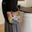 JULYHOT Retro Sọc Dachshund Cho Chó Túi Dệt Hợp Thời Trang Dễ Thương Túi Tote Dung Tích Lớn Tay Cầm Tre Thời Trang Túi Giỏ Rau Massivedeals