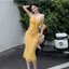 Áo yếm khâu hai mảnh giả có dây buộc + Váy bó sát gạc cho nữ mùa hè