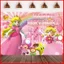 YB2 Mario Princess Peach màu hồng chủ đề phông nền biểu ngữ trang trí tiệc ảnh chụp nền vải