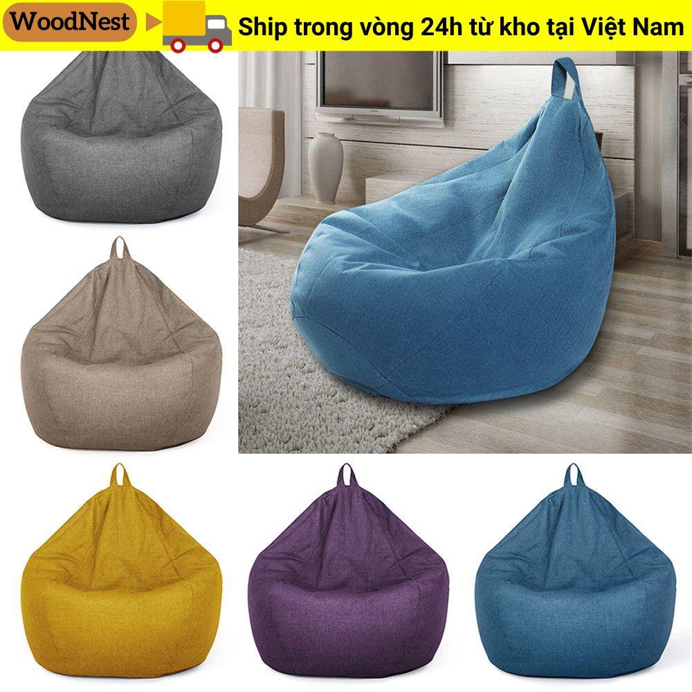 WOODNEST Túi Đậu Lớn Không Đổ Mềm Mại Thoải Mái Ghế Trang Trí Nhà Lười Lounger
