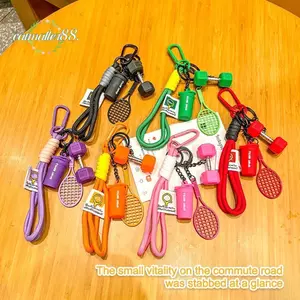 CATMALLER88 Fitness Series Mặt dây chuyền, Bộ vợt Tennis phong cách mô phỏng có thể tháo rời Móc khóa, Dopamine sáng tạo có khóa Mô phỏng Quả tạ Móc khóa cho túi Quà tặng quyến rũ