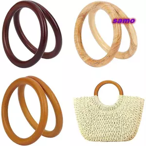 Tay cầm ví SAMO, Tay cầm túi xách bằng gỗ tròn, Túi thủ công DIY cầm tay