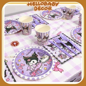 Set 10 đĩa / 10 cốc giấy in hình Kuromi - Cinnamorol - Melody trang trí sinh nhật - tiệc party