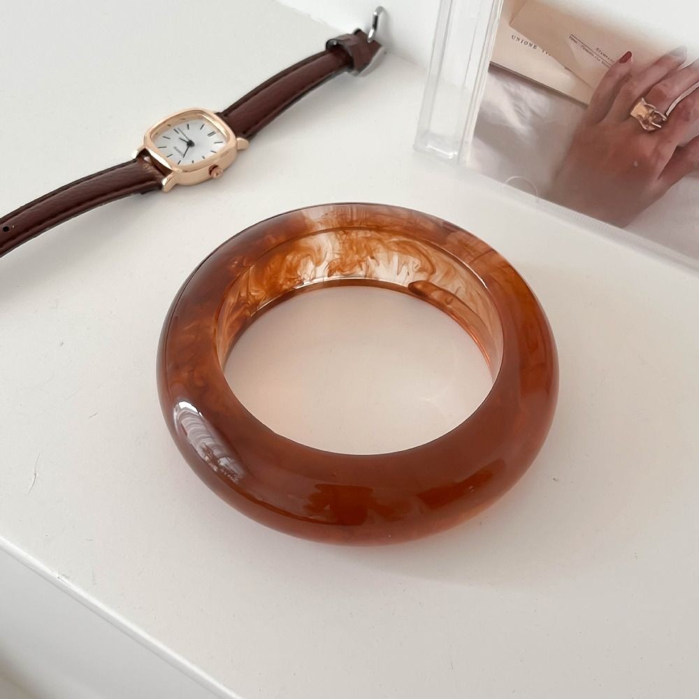 MERIGGIARE Chunky Bangles, Vòng tay cổ tay rộng tròn đầy màu sắc, Vòng tay nhựa dày khuếch đại thanh lịch