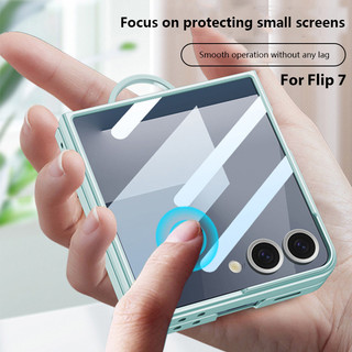 360 Kính Bảo Vệ Màn Hình Slim Matte PC Dành Cho Samsung Galaxy Z Flip 7 Nhẫn Giá Đỡ Dành Cho Samsung ZFlip7 Z Flip7