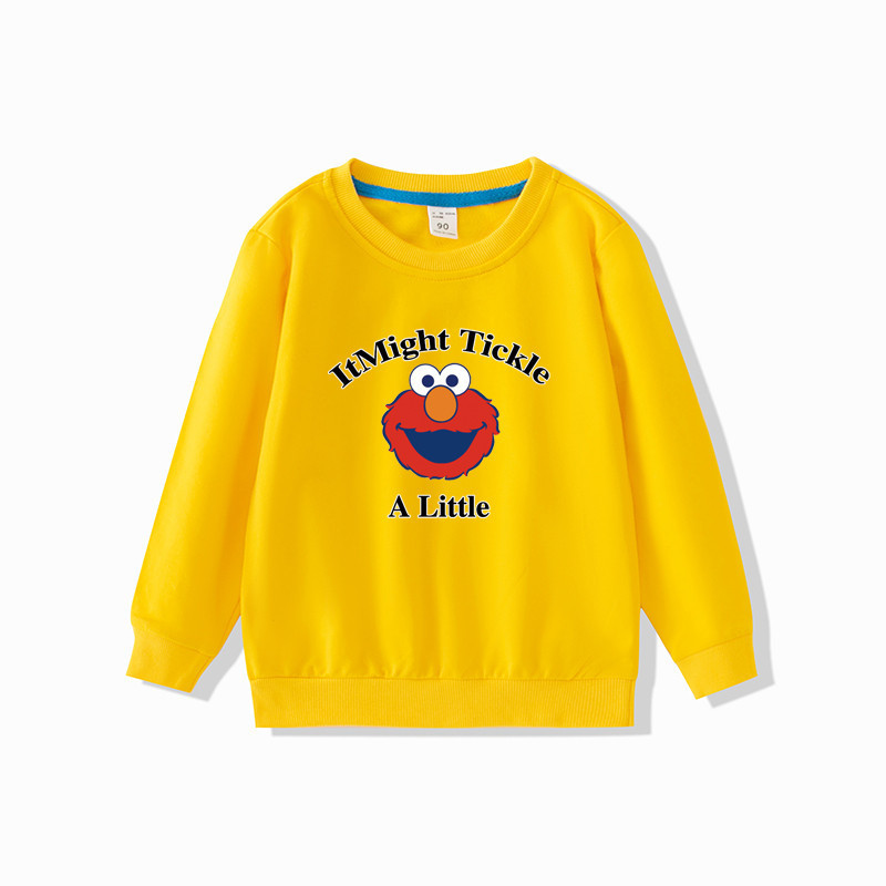 Áo nỉ cổ tròn dài tay 2D hoạt hình Sesame Street cho bé trai bé gái