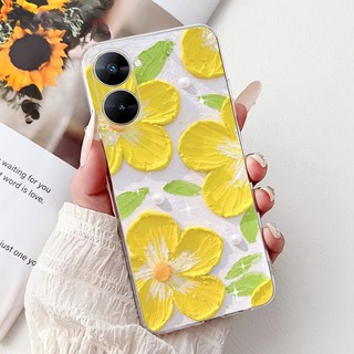 Vỏ Mới Cho Realme V30 V30T Ốp Lưng RMX3619 RMX3618 Vỏ Chống Sốc Hoa Nhiều Màu Sắc Nơ Mềm Cho RealmeV30 Ốp Lưng