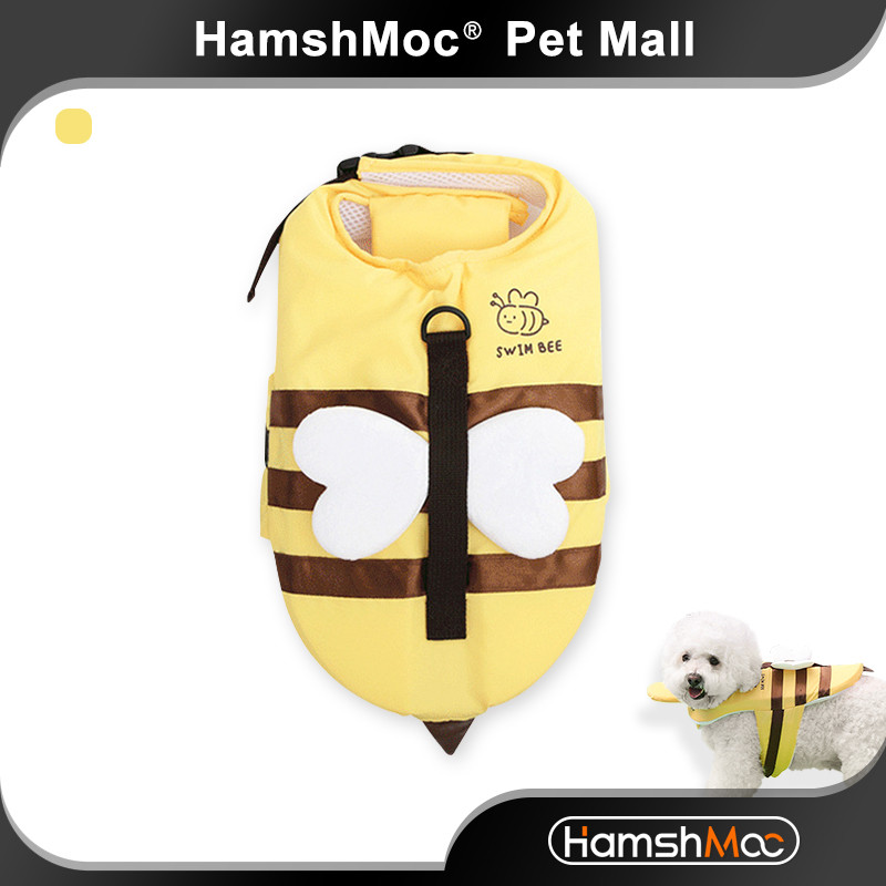 HamshMoc Áo khoác cứu sinh cho chó Thiết kế ong Áo phao an toàn có tay cầm để giải trí dưới nước
