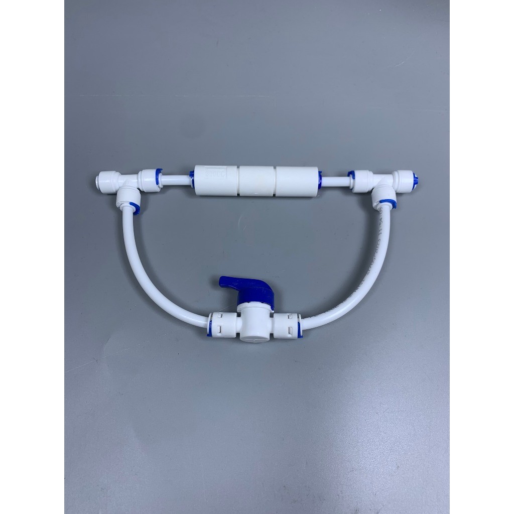Van Sục Rửa Màng RO FORSETI Lắp Sẵn Gồm Van Thải, Van Xả Tay, 2 Cút T Cắm Nhanh Phi 6