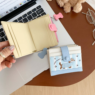 Có Thể Gập Lại Nhiều Màu Sắc Hoạt Hình In Hình Chó Ví Nữ Vuông Dễ Thương Nhiều Thẻ Ví Đựng Tiền Mặt Tiện Lợi