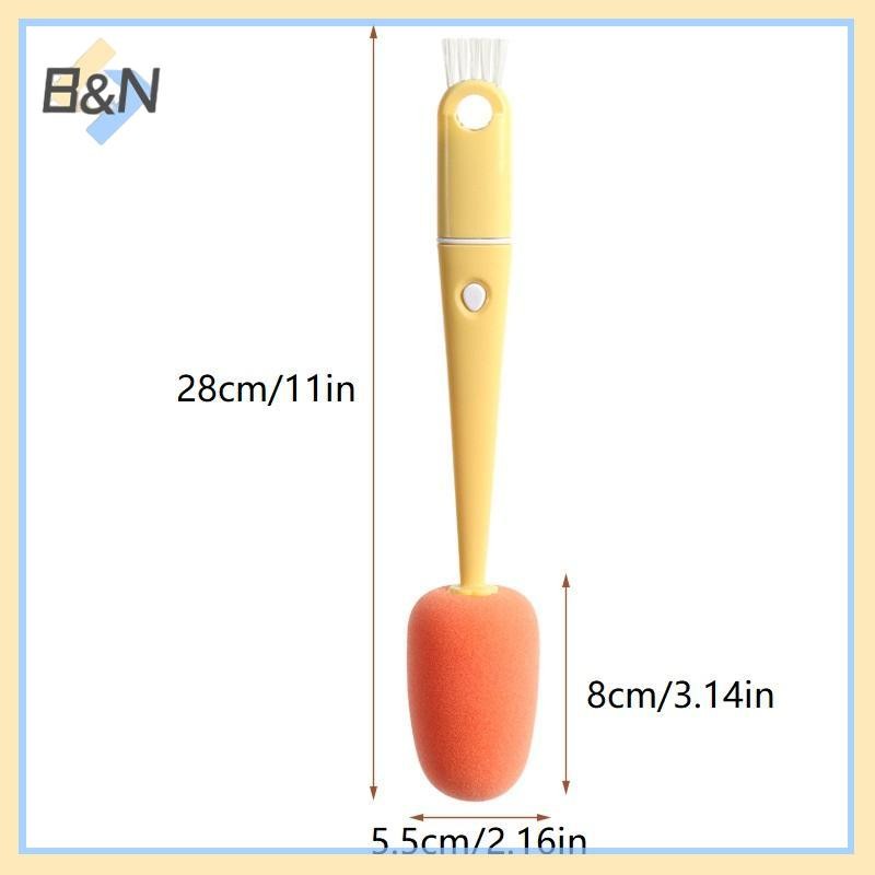 Bàn chải cốc cầm tay dài B & N 4 trong 1 Bàn chải làm sạch cốc đa chức năng Bàn chải làm sạch bằng silicon 360 độ.