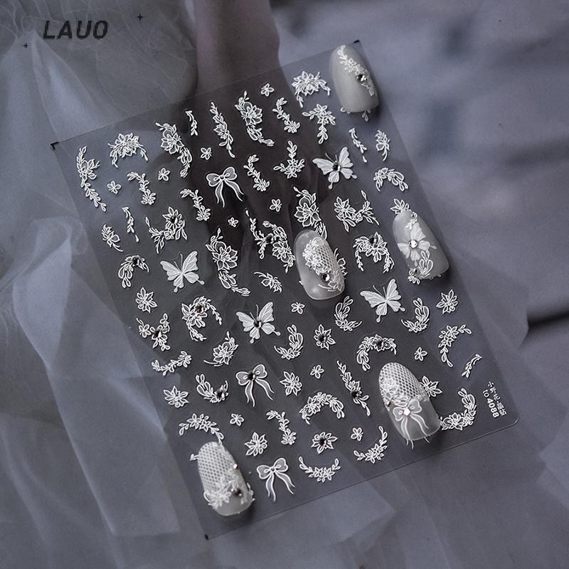 Springevenstar Nơ Hoa Decal Móng Tay Siêu Mỏng Tự Dính Trang Trí DIY