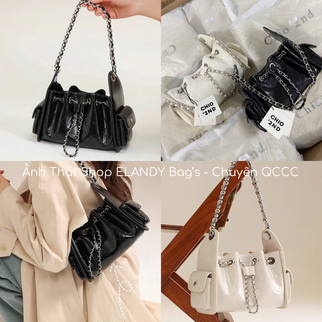 Túi Chioo rút đinh sườn size 20cm da trần trơn mẫu mới ra mắt HÀNG LOẠI ...